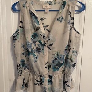 LOFT Sheer Sleeveless floral blouse petite